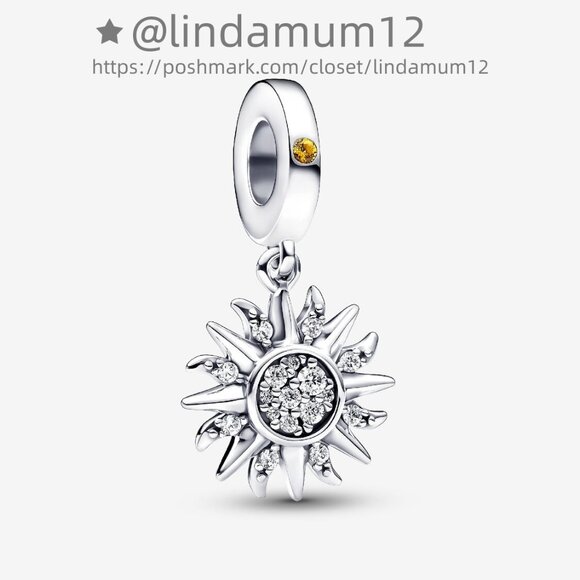 Pandora Sparkling Sun Dangle Charm - Picture 1 of 5